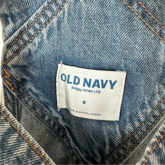 NWT Old Navy Baggy Wide Leg Overalls women’s size 8 Denim 100% Cotton - Picture 6 of 9